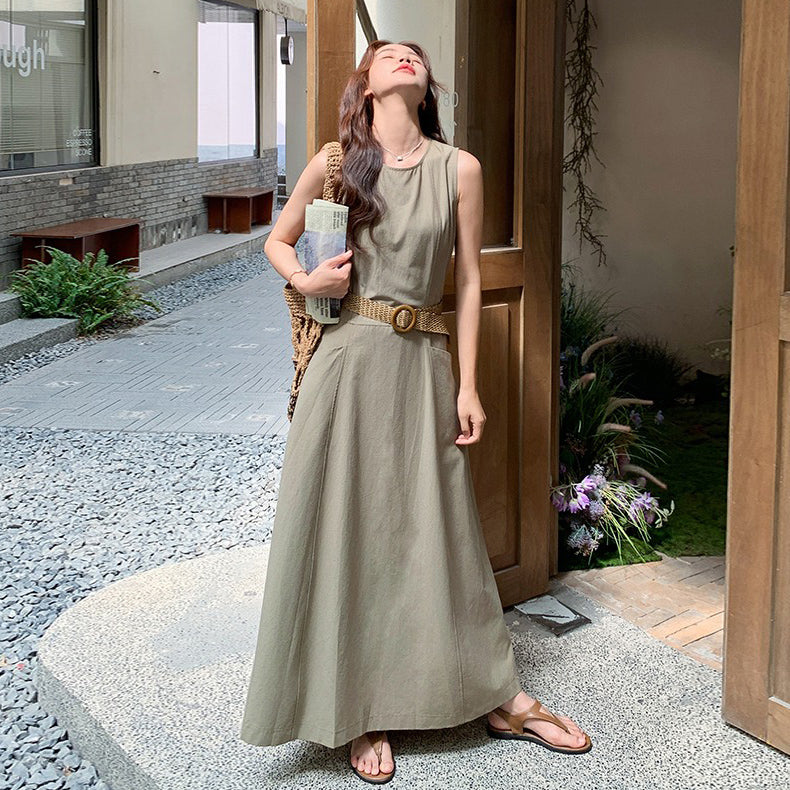 【ワンピース】夏 韓国風通勤 クール＆エレガント オルチャン系 ノースリーブワンピース【JZシリーズ】【SNシリーズ】