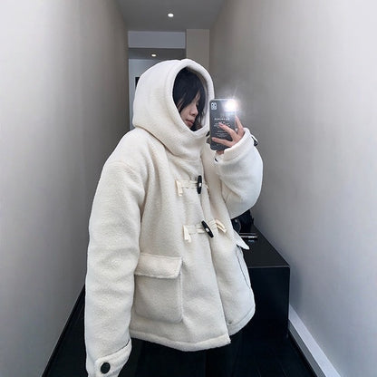 【アウター】春 秋 冬 レトロ ボア素材 厚手 あったか フード付き中綿ジャケット 【FCシリーズ】