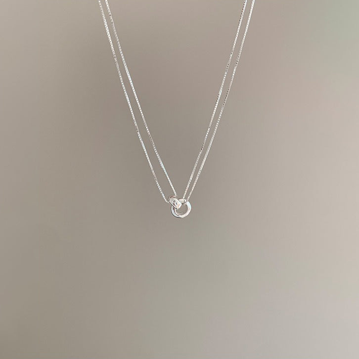 【グッズ】INS風 ダブルリング ネックレス レディース シンプル チェーンネックレス トレンド アクセサリー