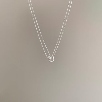【グッズ】INS風 ダブルリング ネックレス レディース シンプル チェーンネックレス トレンド アクセサリー