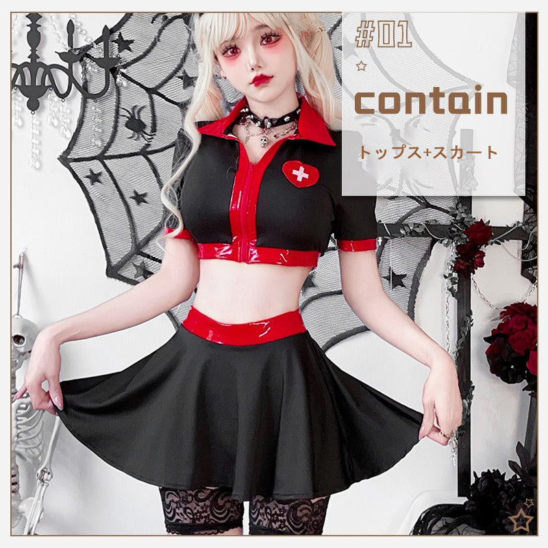 【ハロウィン】コスプレ 衣装 ゴシック系 セクシー ナース服 ドクター 看護師 ワンピース 大きいサイズ レディース ステージ衣装