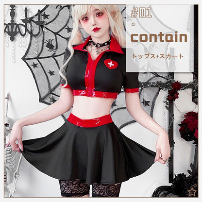 【ハロウィン】コスプレ 衣装 ゴシック系 セクシー ナース服 ドクター 看護師 ワンピース 大きいサイズ レディース ステージ衣装