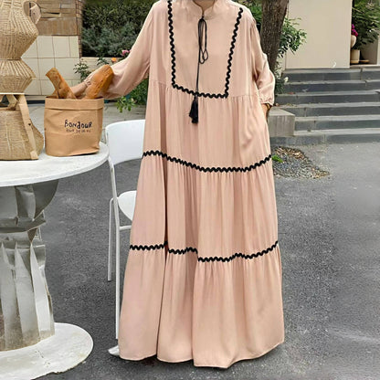 【ワンピース】夏映え体型カバー！ゆるかわ着痩せ 長袖ワンピース 大きめサイズOK！