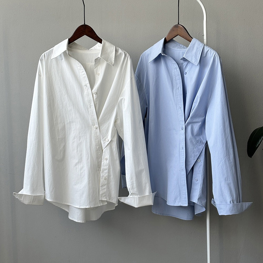 人気推薦☆人気上昇中☆ 新作 韓国風 ダブルボタン シャツ ウインドブレーカー アウター サイズ選択可 Z-0257 シャツ ブラウス レディース 際立つ光沢感。2wayダブルボタンシャツ