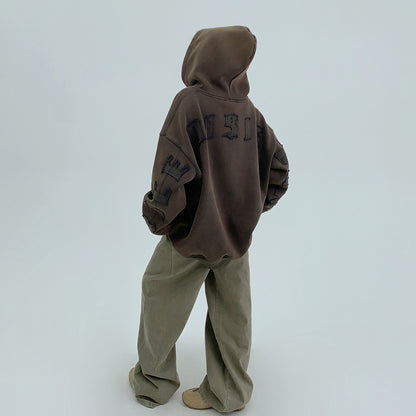 【トップス】🖤ヴィンテージ風パッチ刺繍 裏起毛 フーディ レディース 秋冬新作 パーカー【FCシリーズ】