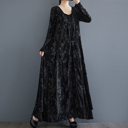 【60%OFF⭐️早い者勝ち】【ワンピース】レトロ ダークチャイナ風 ノースリーブワンピース チャイナボタン ブラック ミディ丈 レディース ロングドレス【SHシリーズ】