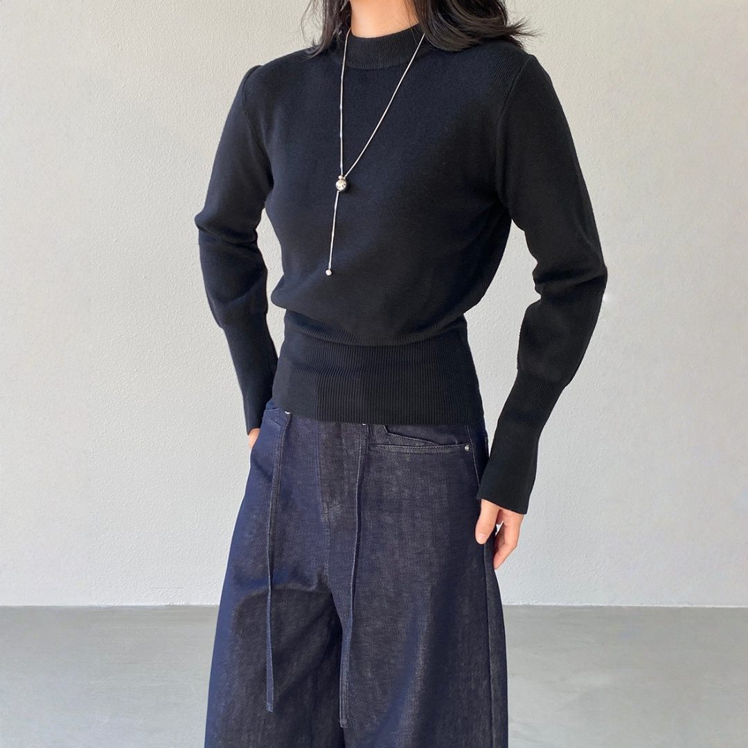 【トップス】ハイネック 春 秋 冬 ウエストマーク 着痩せ効果 ニット セーター 【JZシリーズ】