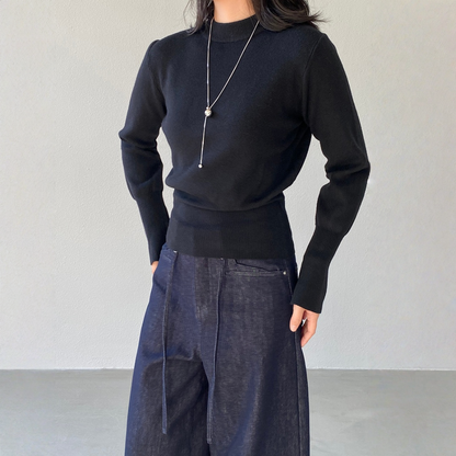 【トップス】ハイネック 春 秋 冬 ウエストマーク 着痩せ効果 ニット セーター 【JZシリーズ】