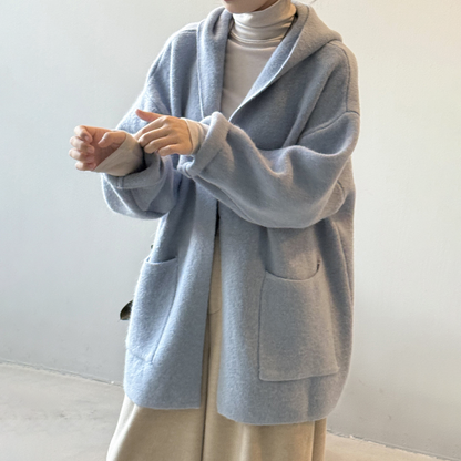 5カラー【アウター】秋冬新作 フード付き ニットカーディガン レディース ゆったり 高見え ルーズ【JZシリーズ】