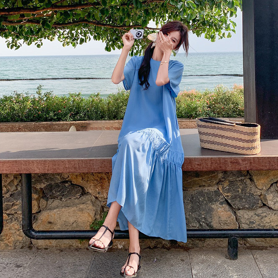 【ワンピース】クールエレガンス 高級感 背中開き 小技 半袖ワンピース 夏【JZシリーズ】