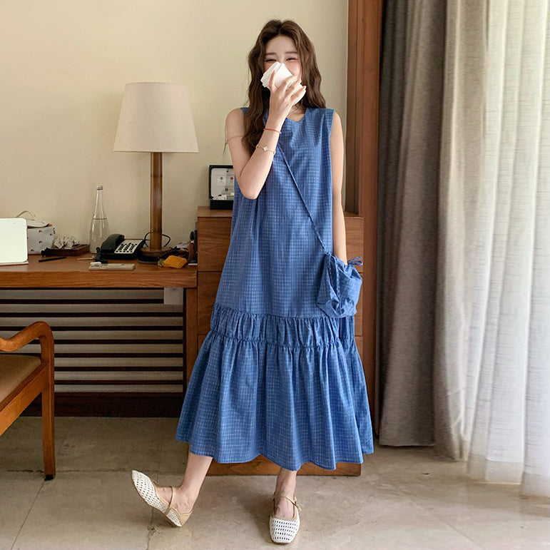 【ワンピース】清潔感 夏 韓国風 チェック柄 ノースリーブワンピース【SHシリーズ】