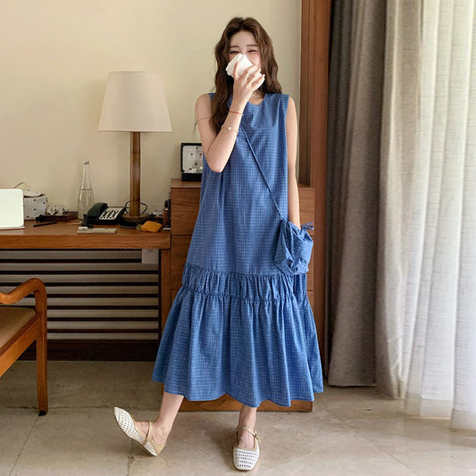 【ワンピース】清潔感 夏 韓国風 チェック柄 ノースリーブワンピース【SHシリーズ】