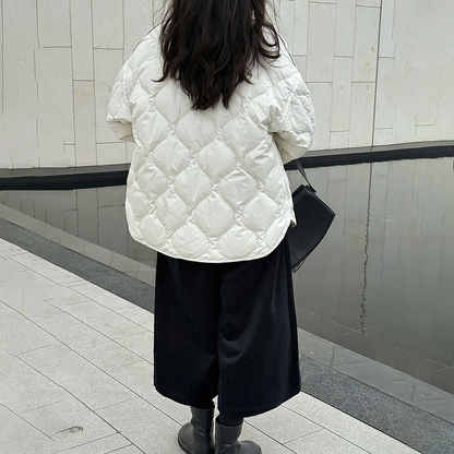 【アウター】ホワイトダックダウン レディース 冬 軽量 ダイヤキルト ダウンジャケット ダウンコート【JZシリーズ】