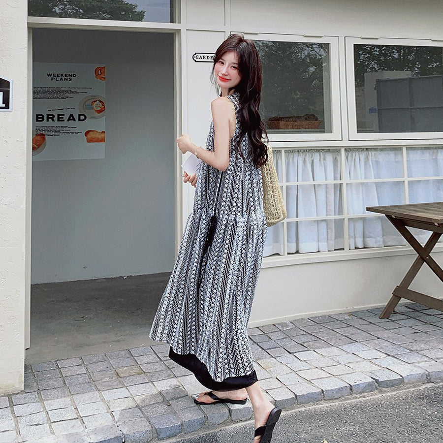【ワンピース】ボヘミアン風ツイード調 ノースリーブワンピース 【SHシリーズ】
