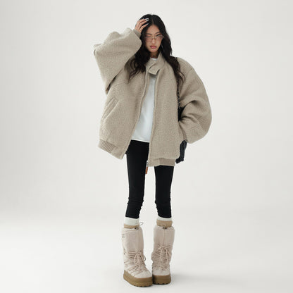 【アウター】ふわもこ×高見え⭐スタンドカラー 綿入れコート レトロ ゆったり中綿ジャケット 【FCシリーズ】