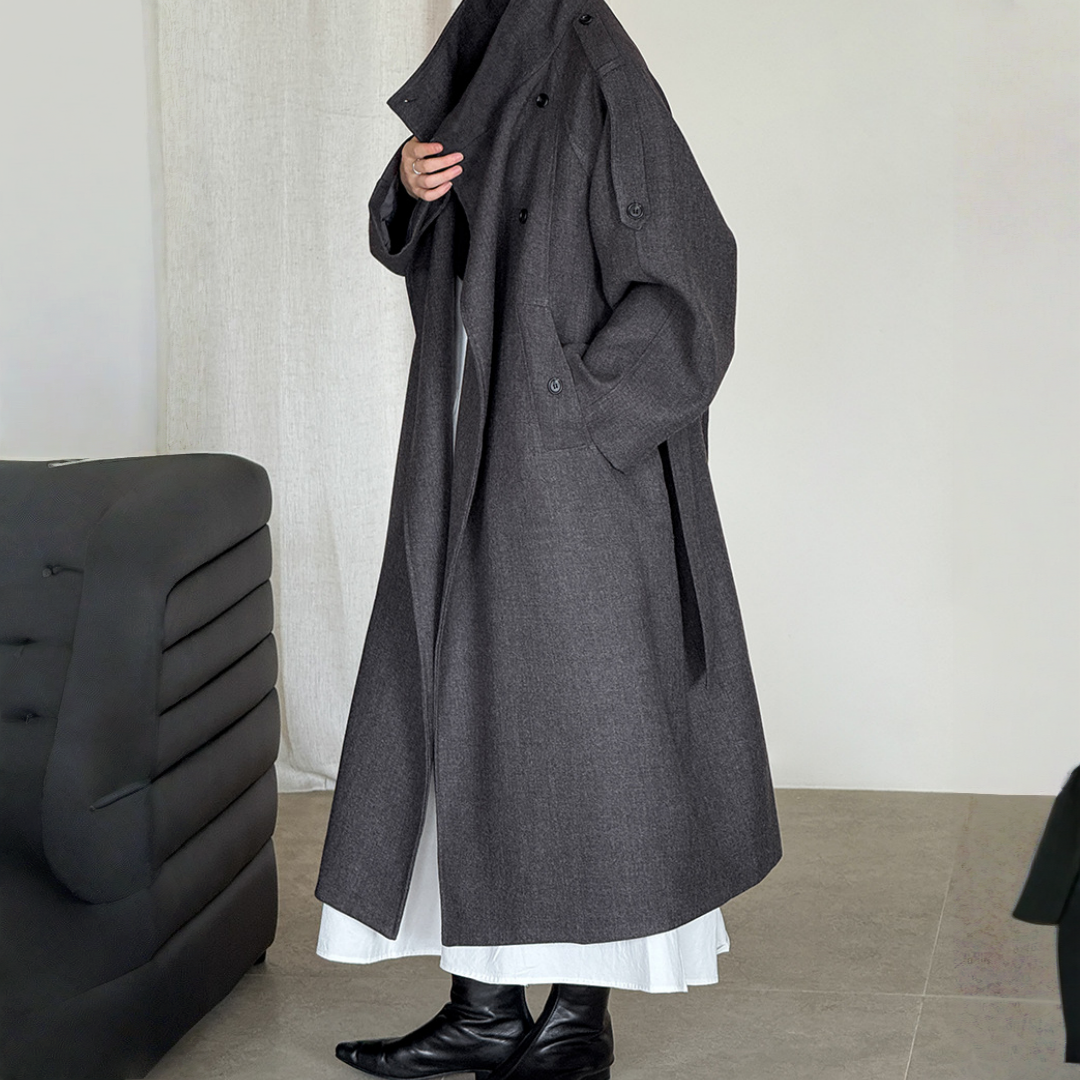 【アウター】春 秋 冬 立襟 ダブル 韓国風 トレンチコート 【SNシリーズ】