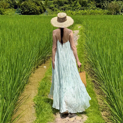 【ワンピース】リゾートロングワンピース レディース 大人可愛い Aライン ワイドシルエット 旅行コーデ 夏ドレス【SHシリーズ】