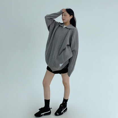 【トップス】ルーズフィット 厚手ニットカーディガン レディース 秋冬のマストアイテム【FCシリーズ】