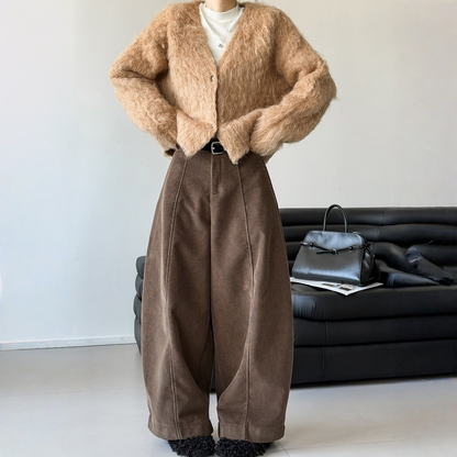 【ボトムス】コーデュロイ 上品見え トレンド感 ゆったり パンツ 【JZシリーズ】