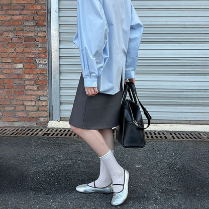 【ボトムス】Aライン スリット カジュアル テーラード ミニスカート 【JZシリーズ】