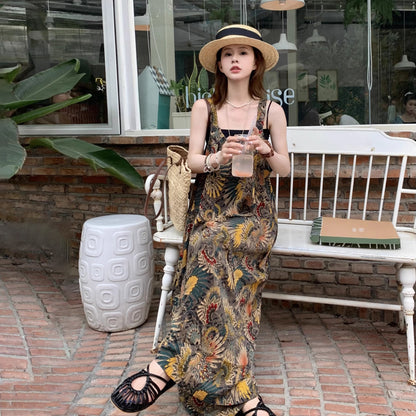 【ボトムス】夏新作 ゆったりルーズスタイル Vネック キャミサロペット オールインワン【SHシリーズ】