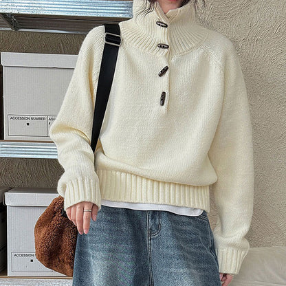 【トップス】韓国風 レトロ ハイネック ニット セーター 厚手 ゆったり 冬 新作 レディース【JZシリーズ】