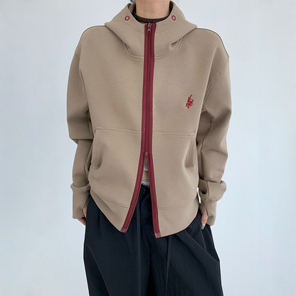 【アウター】春 秋 冬 バイカラー ジッパー スリム フード付き ジャケット 【FCシリーズ】