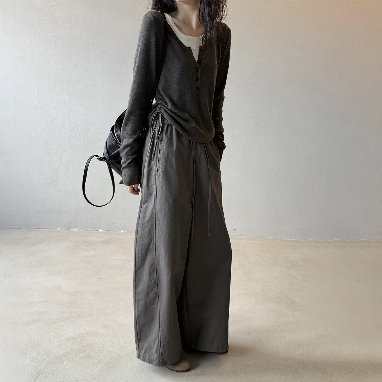 【ボトムス】アメリカン ワイドレッグ レディース 秋 ヴィンテージシルエット ドレープ感 ウエストゴム バルーンパンツ【JZシリーズ】