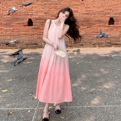 【ワンピース】フレンチ夏 スイートエレガント グラデーション ノースリーブワンピース【SHシリーズ】