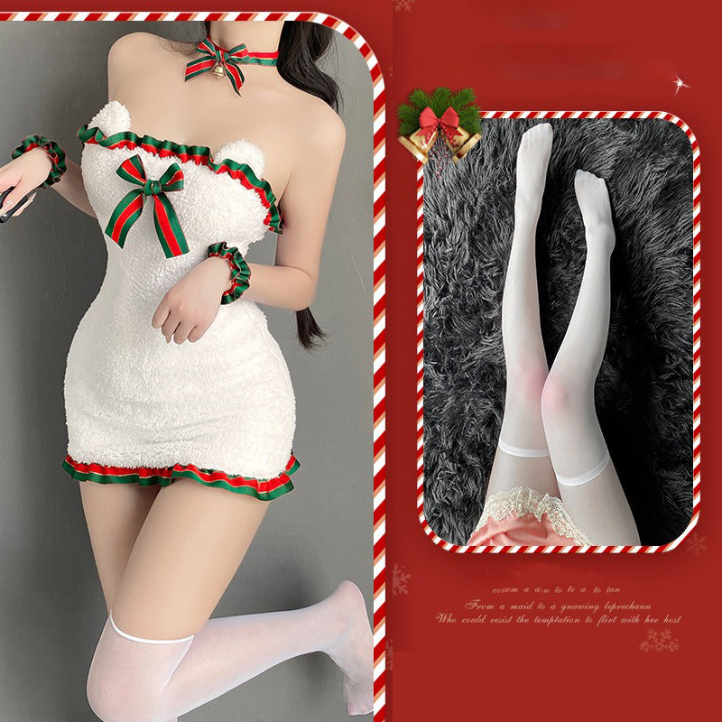 【クリスマス】くまクリスマス衣装 可愛い メイド制服 タイトワンピース セクシーランジェリー