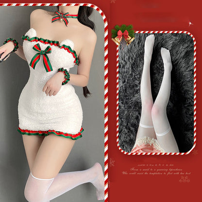 【クリスマス】くまクリスマス衣装 可愛い メイド制服 タイトワンピース セクシーランジェリー