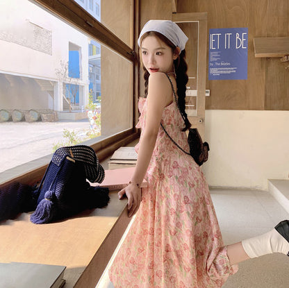 【ワンピース】夏 ゆったりデザイン シェイプアップ フリル フラワーキャミソールワンピース【SHシリーズ】