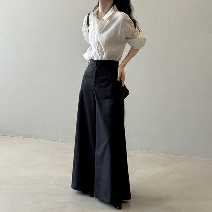 【トップス】フレンチデザイン プルオーバーシャツ 秋新作 エレガントなドレープ感 ゆったり通勤トップス【JZシリーズ】