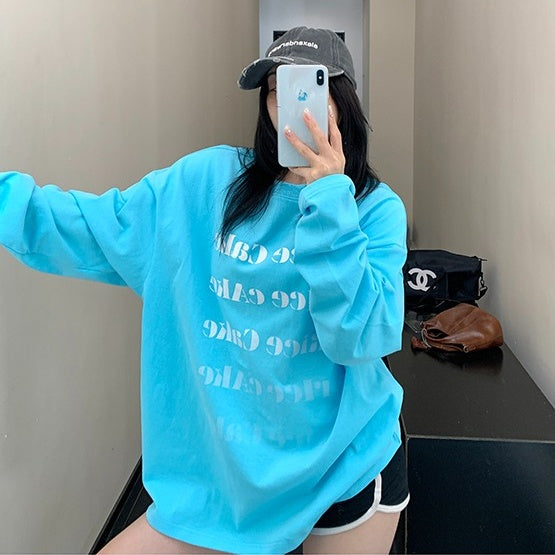 【トップス】春 秋 冬 コットン100% アルファベット プリント ゆるリラックス Ｔシャツ