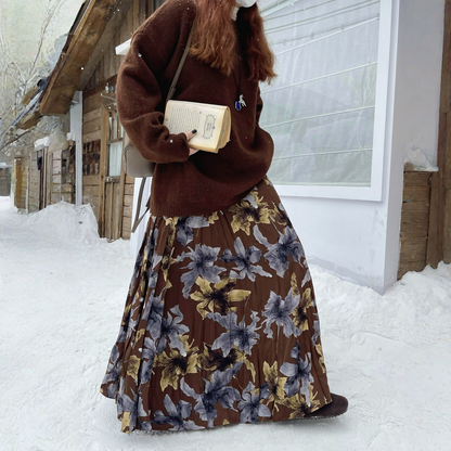 【ボトムス】春 秋 冬 レトロ 厚手 大振裾 スカート 【SHシリーズ】