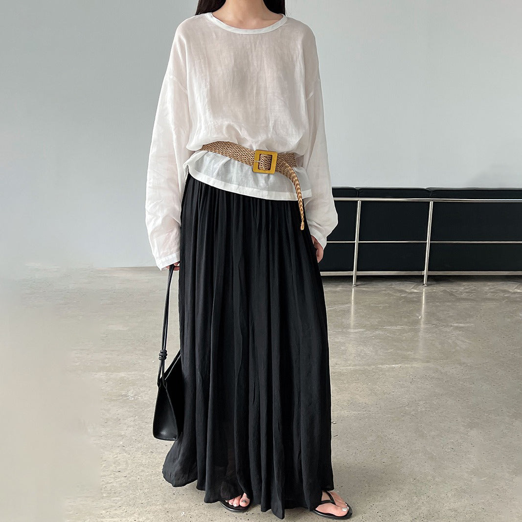 ベルト付き！【ボトムス】夏新作 リゾート感たっぷり 柔らか素材 無地 Aライン フレアスカート 【SNシリーズ】