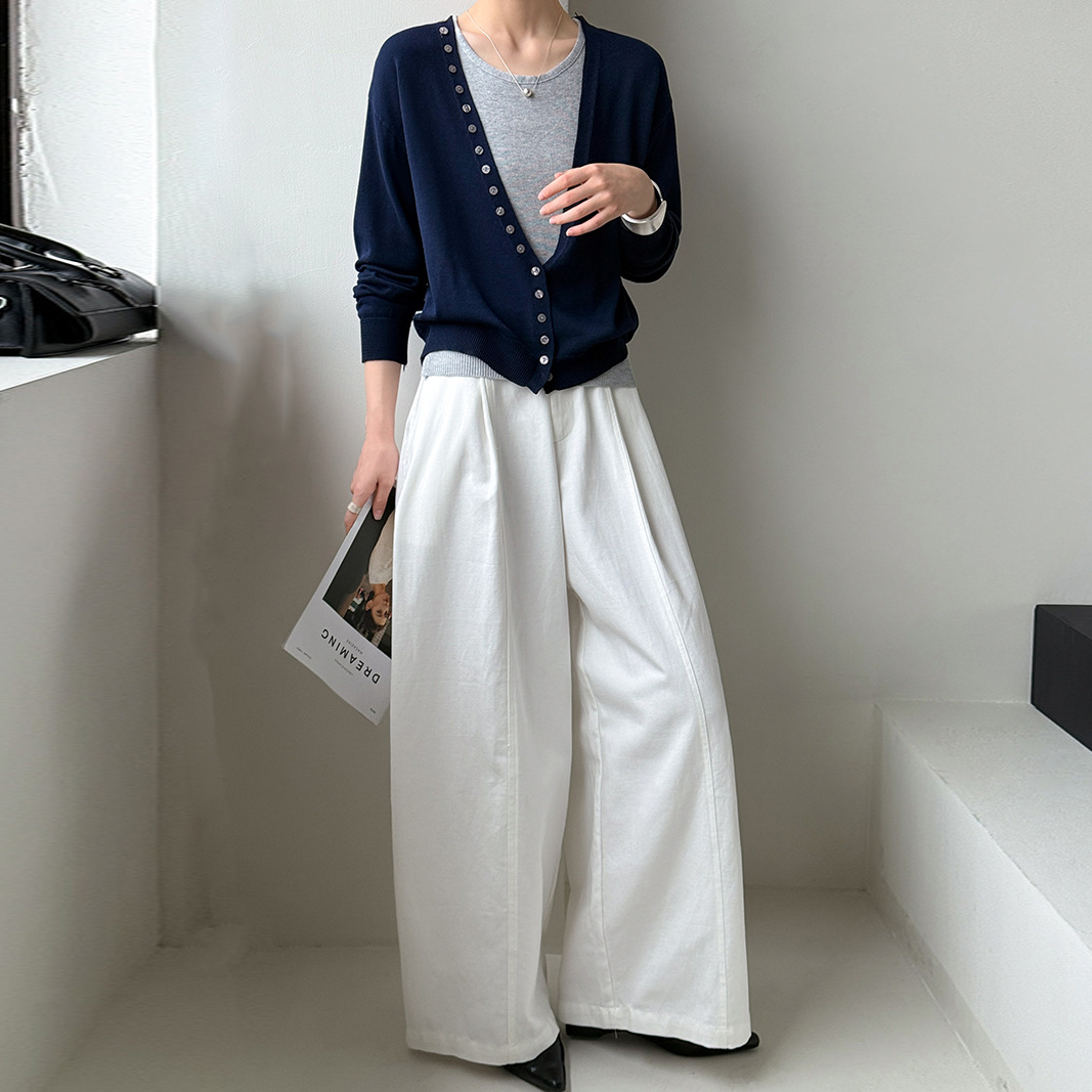 【トップス】初秋新作 韓国風 Vネック ニットカーディガン＋ノースリーブニットタンク 2点セット【JZシリーズ】