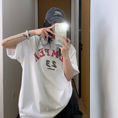 【トップス】【10～15日内発送】夏新作 アメリカンヴィンテージ風 ロゴプリント 綿100％ 半袖Tシャツ【FCシリーズ】