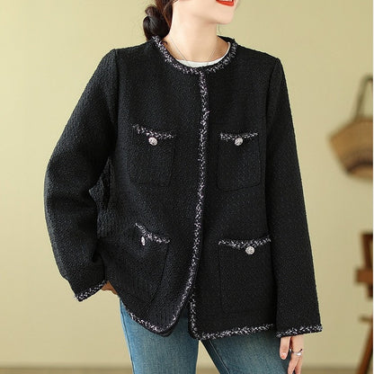 【アウター】春 秋 冬 大きいサイズ フレンチツイード風 中綿入り ジャケット【SNシリーズ】