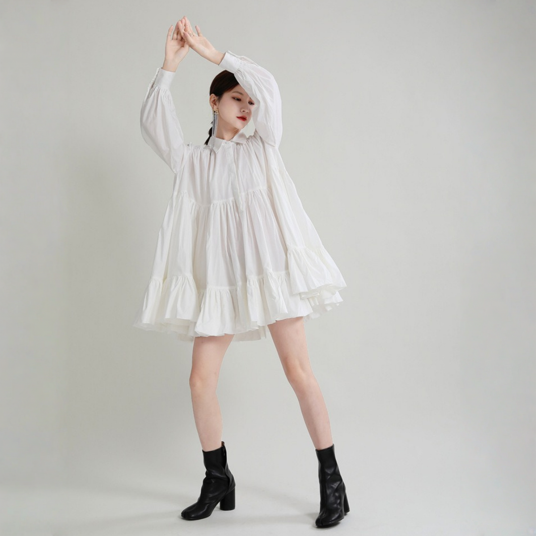 【ワンピース】春 秋 冬 フレア 細見え シャツワンピース 【AHシリーズ】