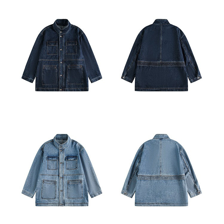 【アウター】アメリカンヴィンテージ風 ヘビーウェイトデニムジャケット レディース ミドル丈 ワーク風【FCシリーズ】