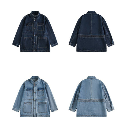 【アウター】アメリカンヴィンテージ風 ヘビーウェイトデニムジャケット レディース ミドル丈 ワーク風【FCシリーズ】