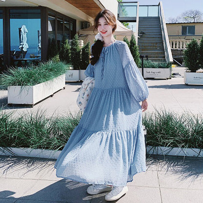 2点セット！【セットアップ】ベスト重ね着風 ロングワンピース 2点セット 春秋 韓国スタイル フレッシュ可愛い 学院風【SHシリーズ】