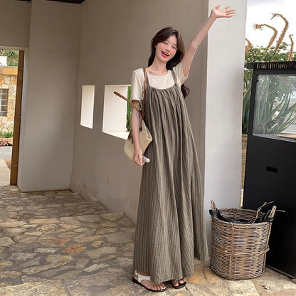 【ボトムス】夏新作 大人フェミニン ゆったりシルエット 体型カバー カジュアルオールインワン【SHシリーズ】