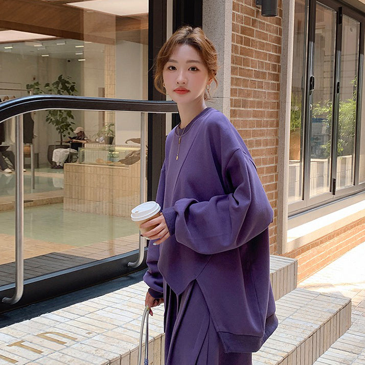 2点セット！【セットアップ】不規則デザイン スウェット+スカート上下セット レディース 春秋 新作【JZシリーズ】