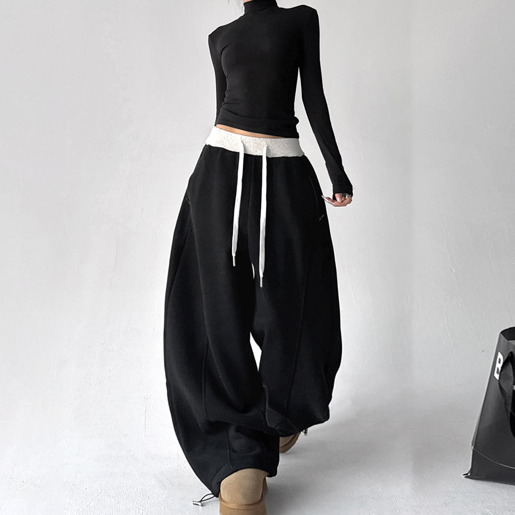 【ボトムス】ワイドスウェットパンツ 裏起毛 冬 しっかり生地 2way ゆったり＆裾絞り【FCシリーズ】