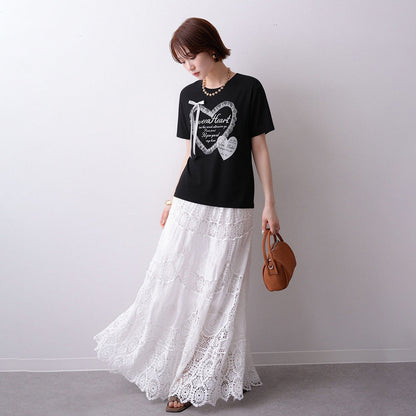 【トップス】リボン デザイン コットン 半袖 Tシャツ レディース 夏 ゆったり 若見え こなれ感 きれいめ【JZシリーズ】