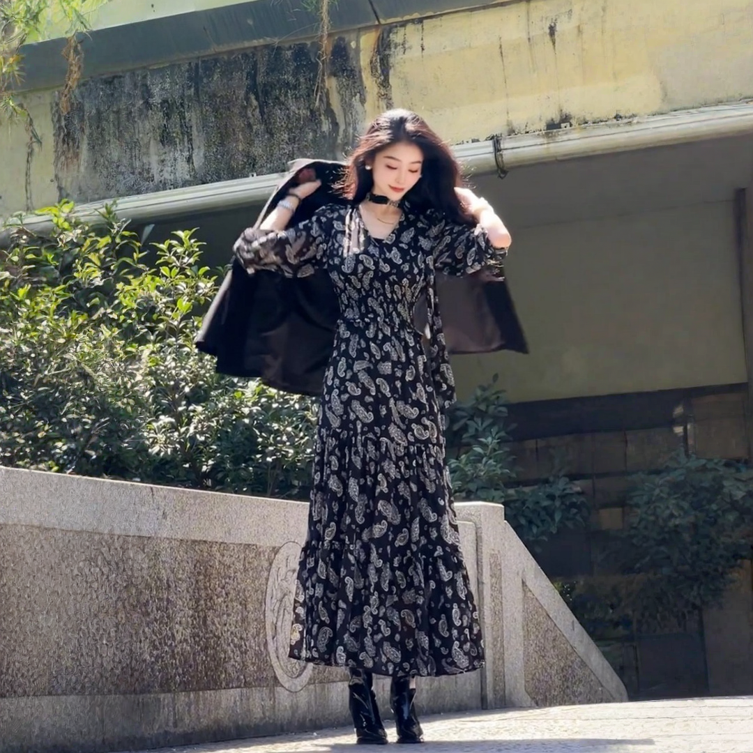 【ワンピース】ウエストマーク 春 秋 冬 細見え 長袖 ワンピース 【SHシリーズ】