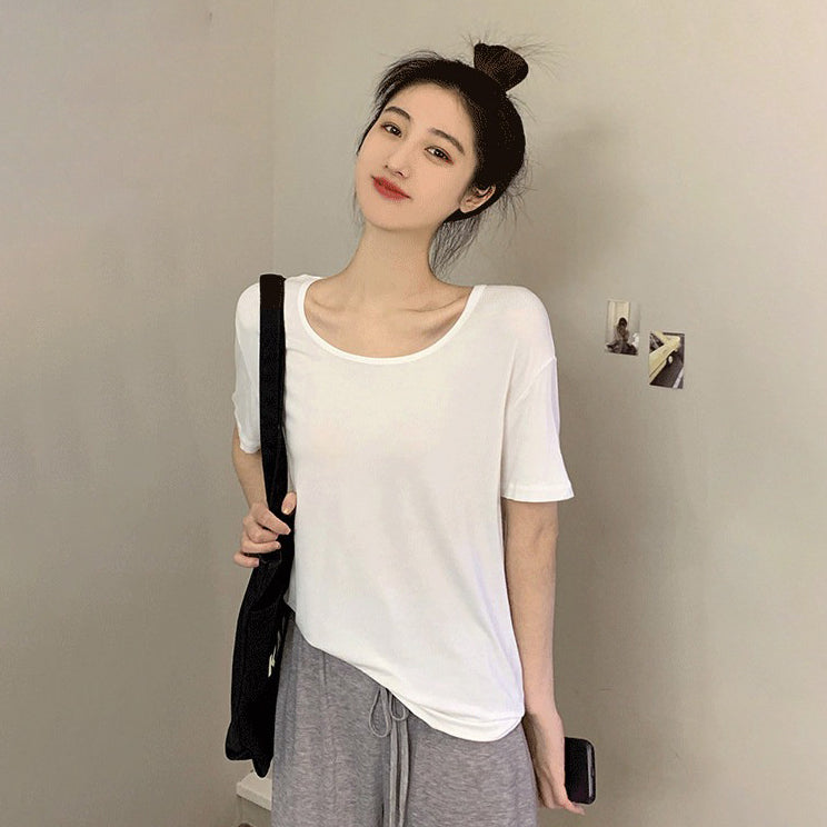 【トップス】冷感 Tシャツ レディース 夏 UVカット 無地 半袖 ゆったり 体型カバー インナー 人気 ベーシック【JZシリーズ】
