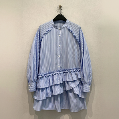 【ワンピース】レトロ フリル バルーンスリーブ オーバーシルエット ワンピース 【JZシリーズ】